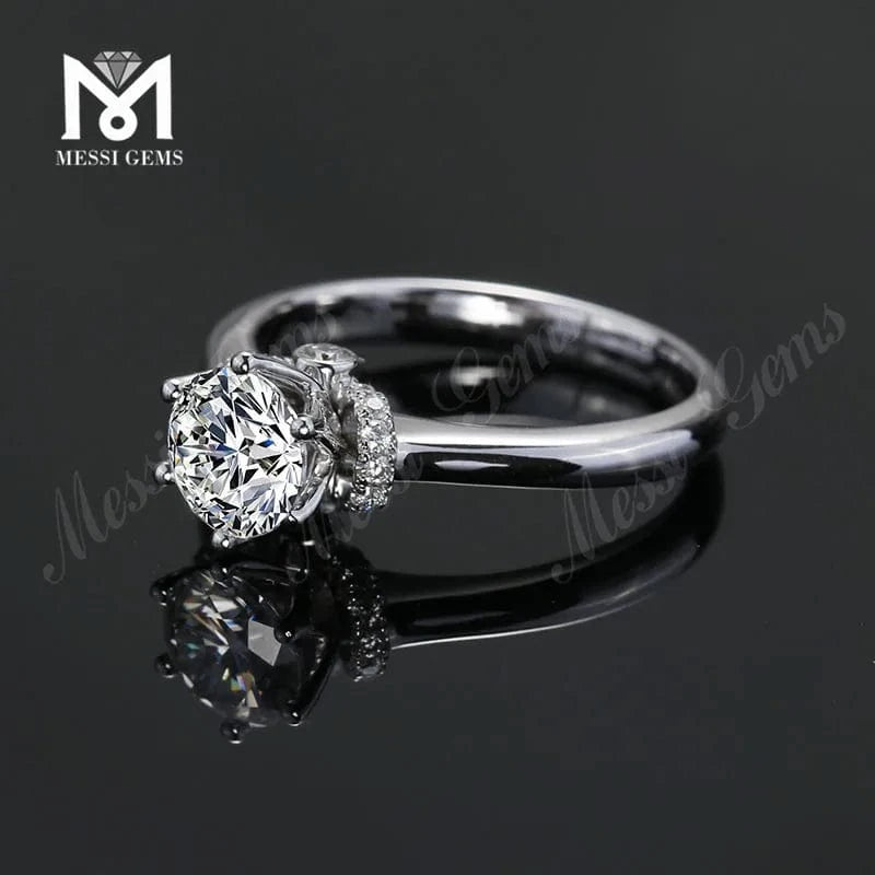 latest cusoms design 14K 18K white gold luxury moissanite diamond wedding ring