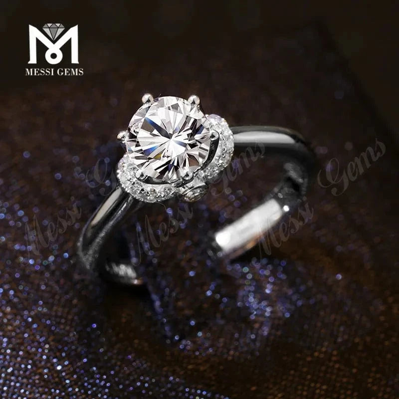 latest cusoms design 14K 18K white gold luxury moissanite diamond wedding ring