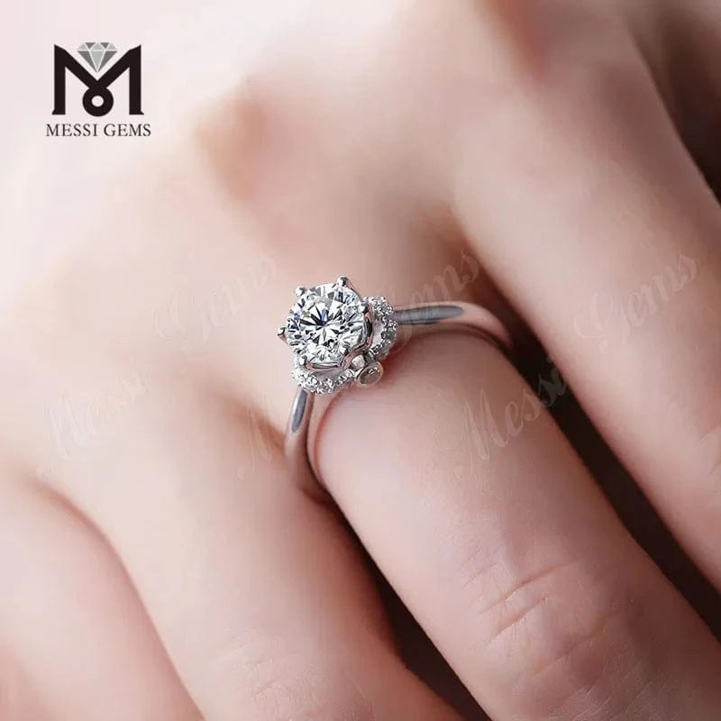 latest cusoms design 14K 18K white gold luxury moissanite diamond wedding ring