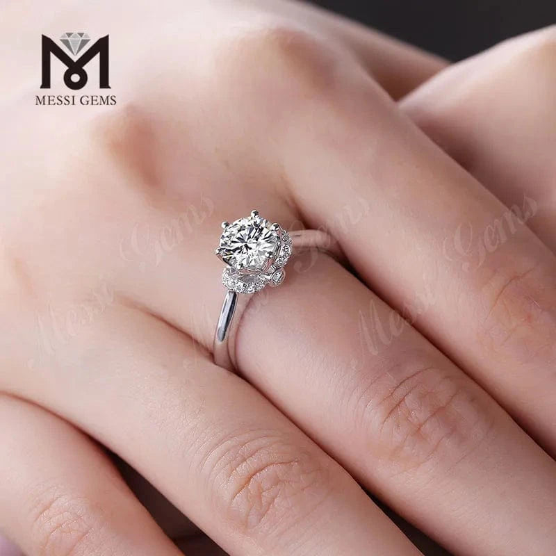 latest cusoms design 14K 18K white gold luxury moissanite diamond wedding ring