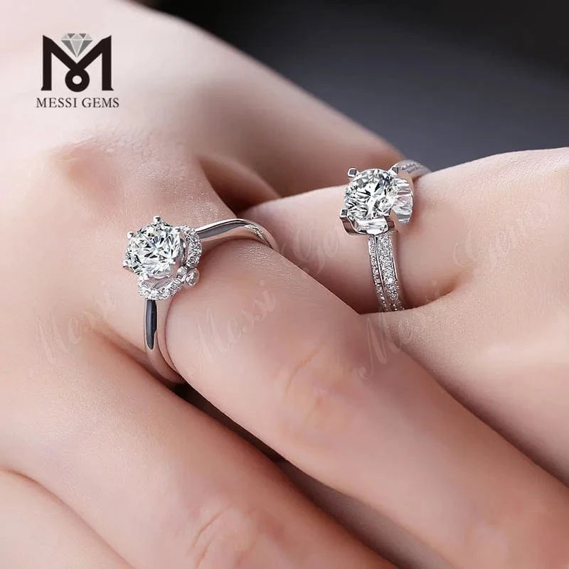 latest cusoms design 14K 18K white gold luxury moissanite diamond wedding ring