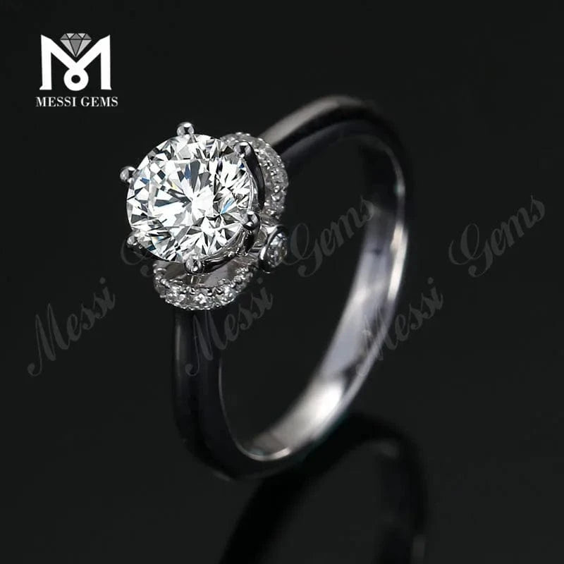 latest cusoms design 14K 18K white gold luxury moissanite diamond wedding ring