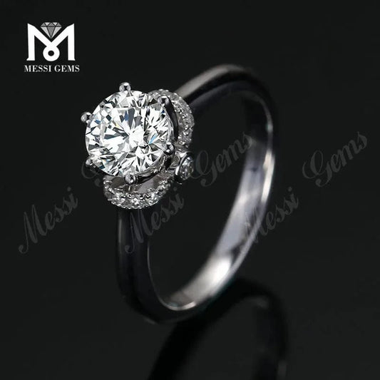 latest cusoms design 14K 18K white gold luxury moissanite diamond wedding ring