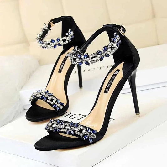 Latest Design High Quality Big Tree Shoes Sandals Elegant Pencil Stiletto Women Pumps Simple Luxury Ladies Pumps PU Ankle Strap