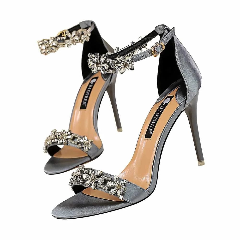 Latest Design High Quality Big Tree Shoes Sandals Elegant Pencil Stiletto Women Pumps Simple Luxury Ladies Pumps PU Ankle Strap