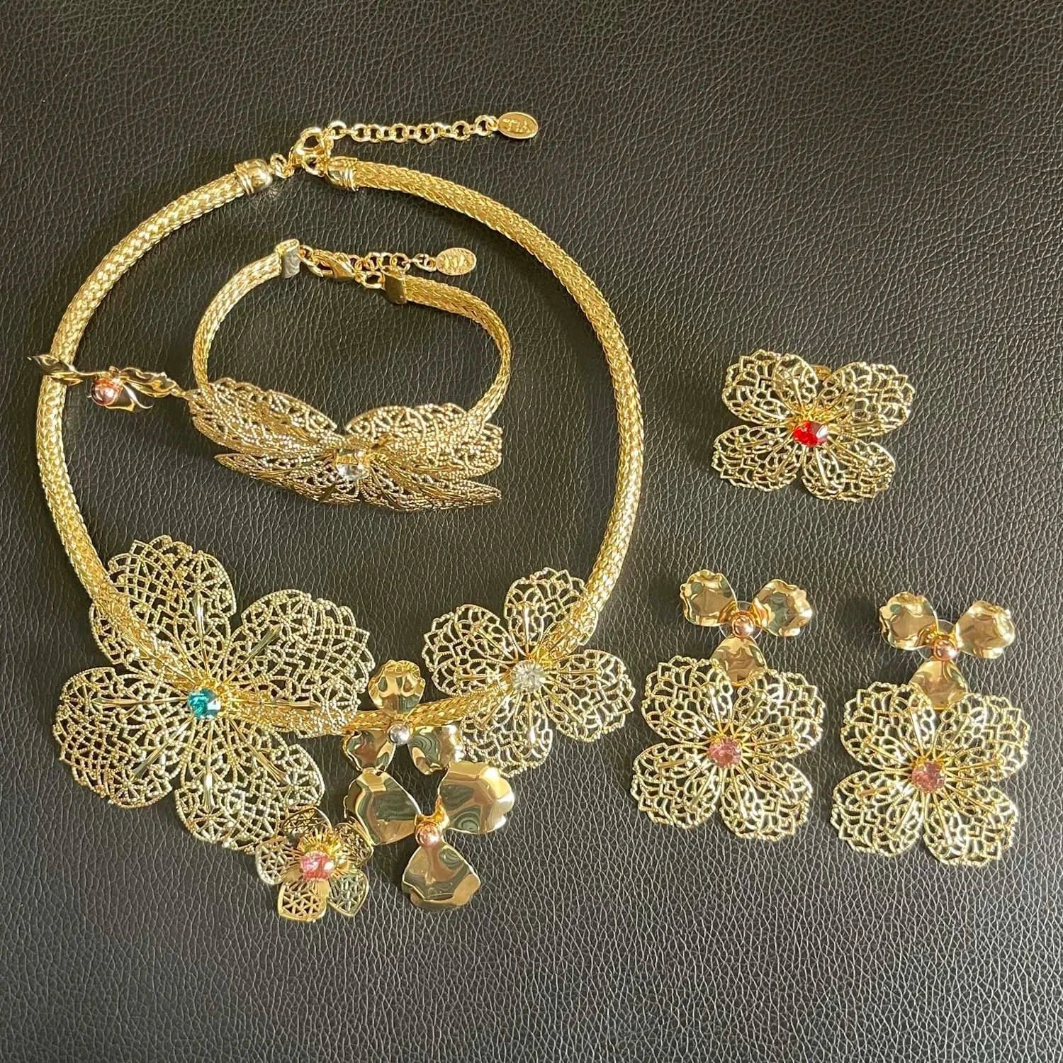 Latest Hot Sale Popular Wedding Party Gift Birthday Brasil Dubai Jewels Gold Plated necklace bracelet earrings ring jewelry