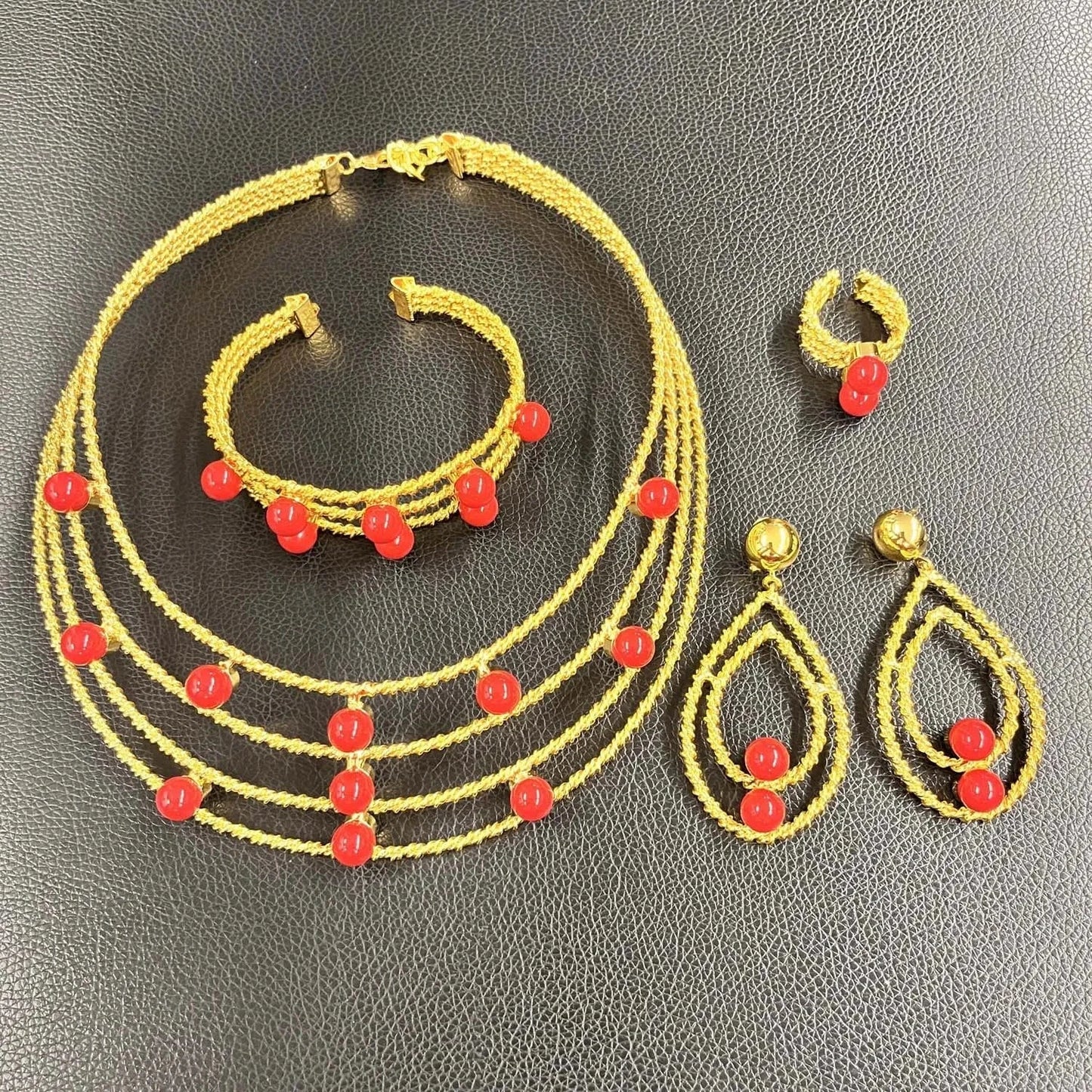 Latest Hot Sale Popular Wedding Party Gift Birthday Brasil Dubai Jewels Gold Plated necklace bracelet earrings ring jewelry