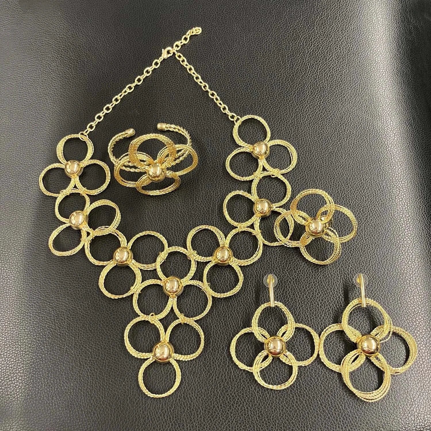 Latest Hot Sale Popular Wedding Party Gift Birthday Brasil Dubai Jewels Gold Plated necklace bracelet earrings ring jewelry