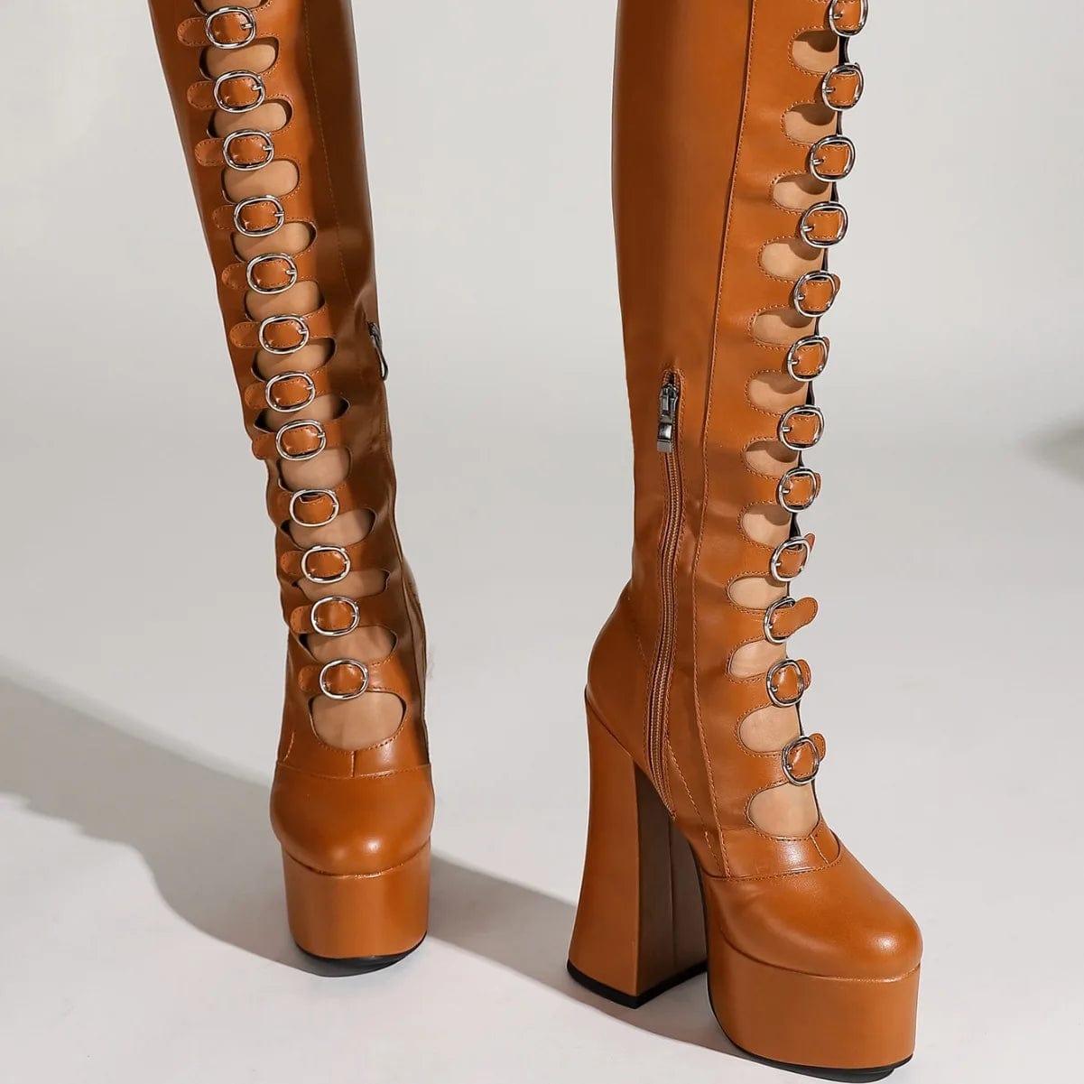 Latest Leather Knee Length Boots Large Size Thick Women Shoes Over The Knee Boots Thigh High Women Designer Boots