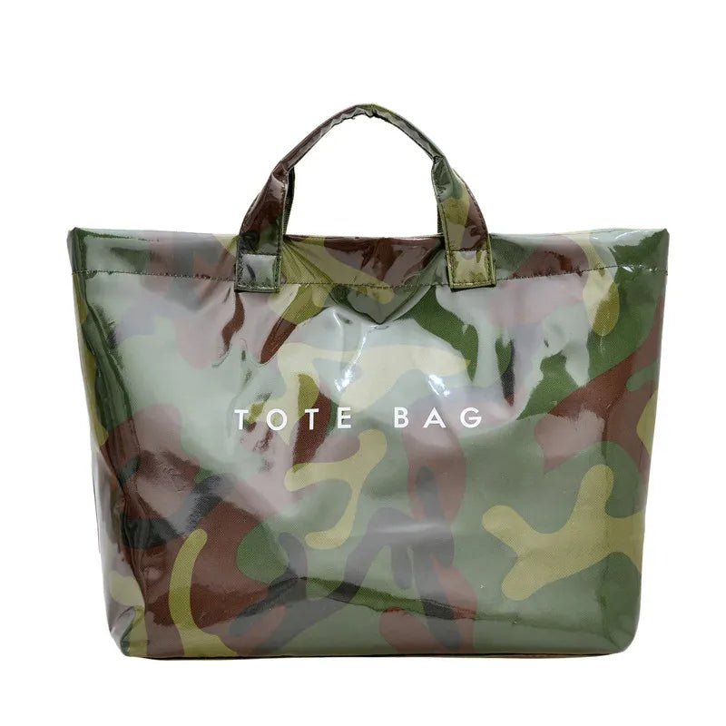 Leaf Print Handbag Pvc Fashion Transparent Waterproof Fashion High - end Shoulder Bag Large Capacity Commuter Tote Bag Shop Bag - SN Wigs & More
