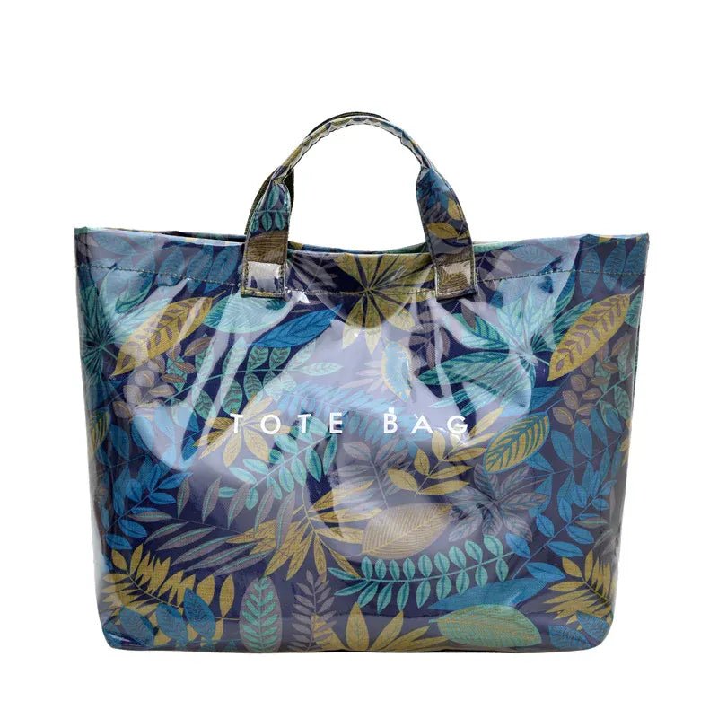 Leaf Print Handbag Pvc Fashion Transparent Waterproof Fashion High - end Shoulder Bag Large Capacity Commuter Tote Bag Shop Bag - SN Wigs & More