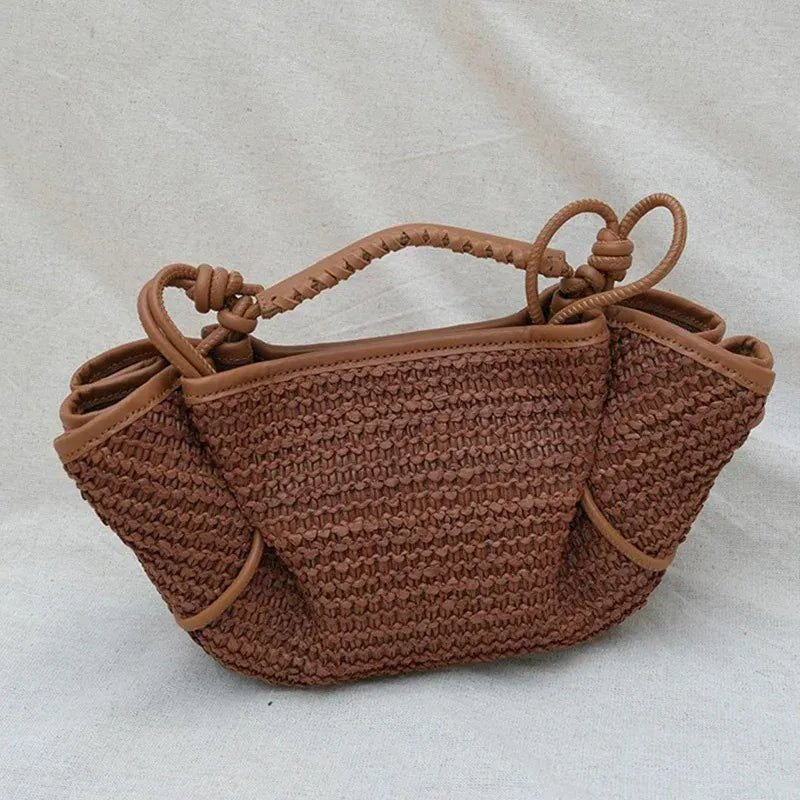 Leather Braided Handbag Niche Exquisite Versatile Pleated Shoulder Bag Women's Fashion Brand Solid Color Bucket Bag - SN Wigs & More