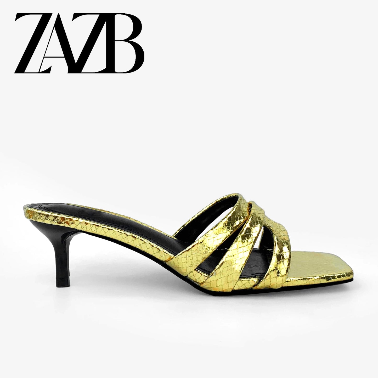 Leather golden custom high heels shoes for women sandals and ladies shoes femmes chaussures pour femmes wedding bride