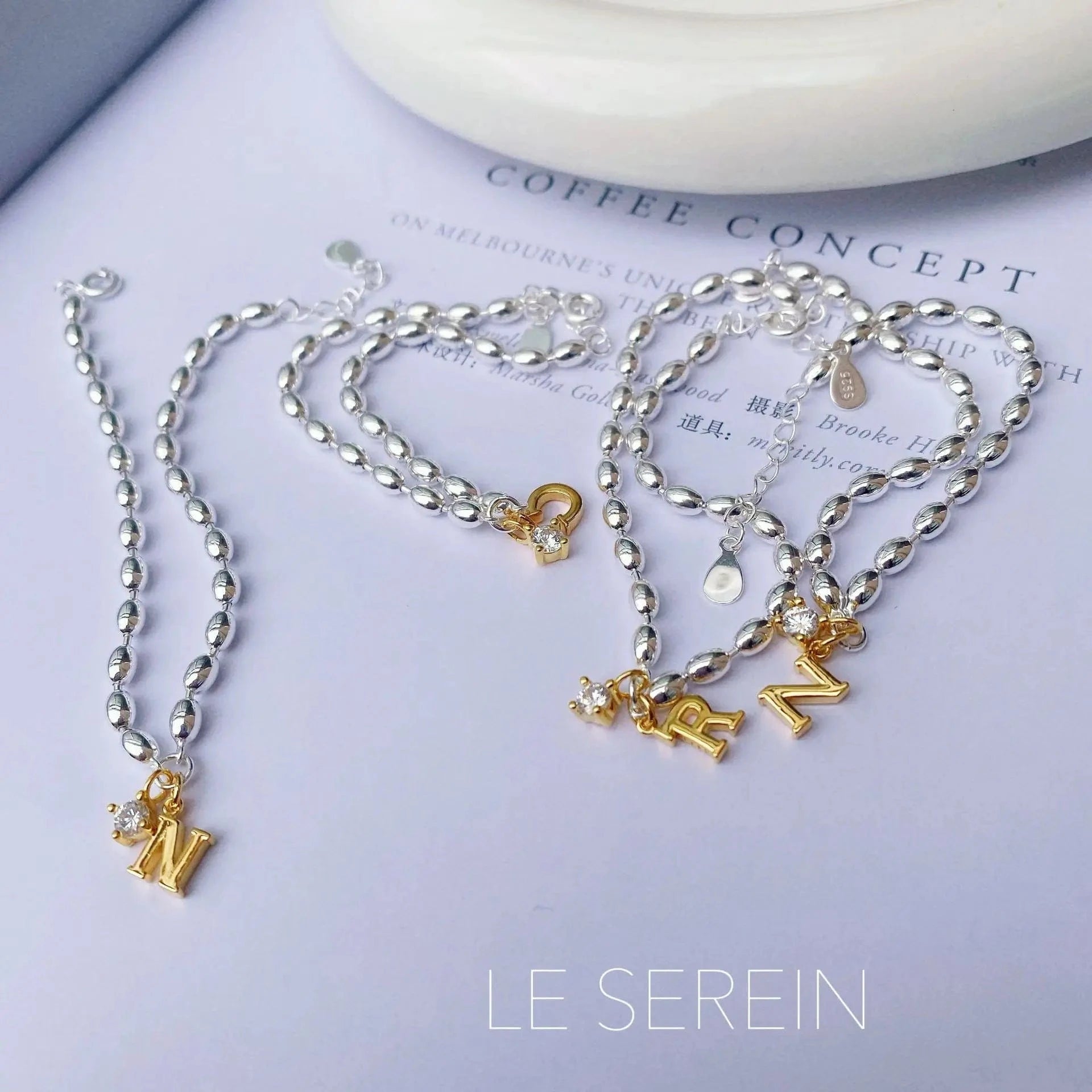 leave letters that you want / letter bracelet Sterling Silver Letter Beads Chain Bracelet Handmade Initial Name Bracelet 925 Silver Jewelry
