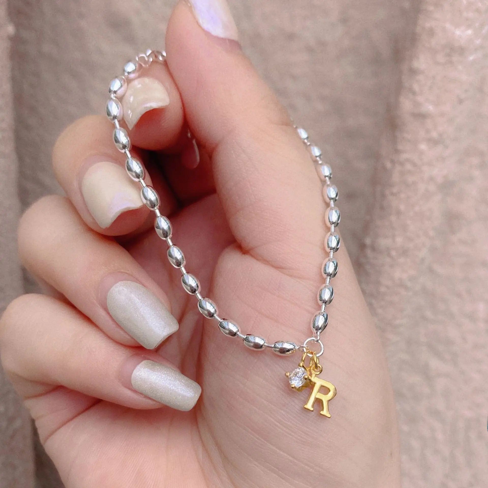 leave letters that you want / letter bracelet Sterling Silver Letter Beads Chain Bracelet Handmade Initial Name Bracelet 925 Silver Jewelry