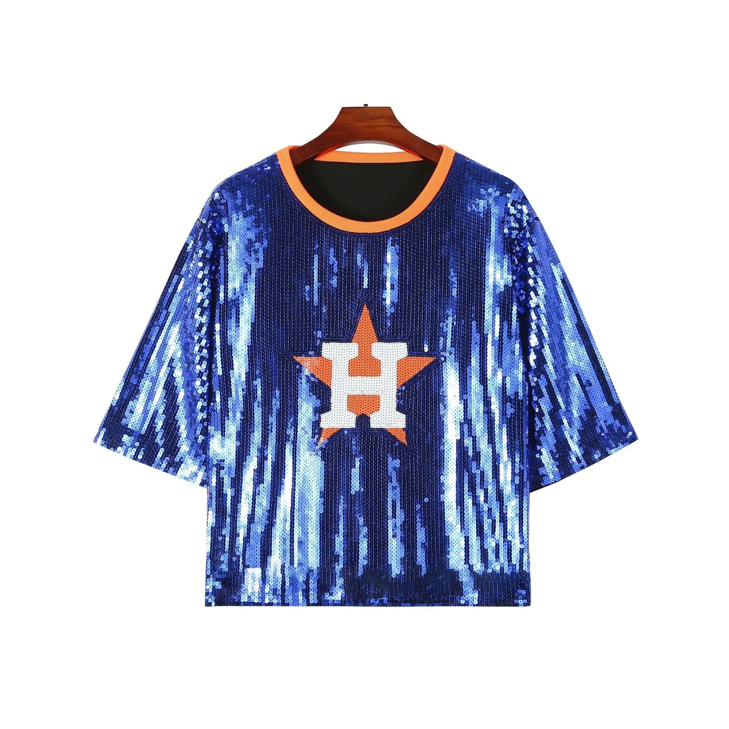 length 58cm, bust 115 cm / Blue 2024 new my fashion mini dress girl sexy sequins baseball shirts crop top