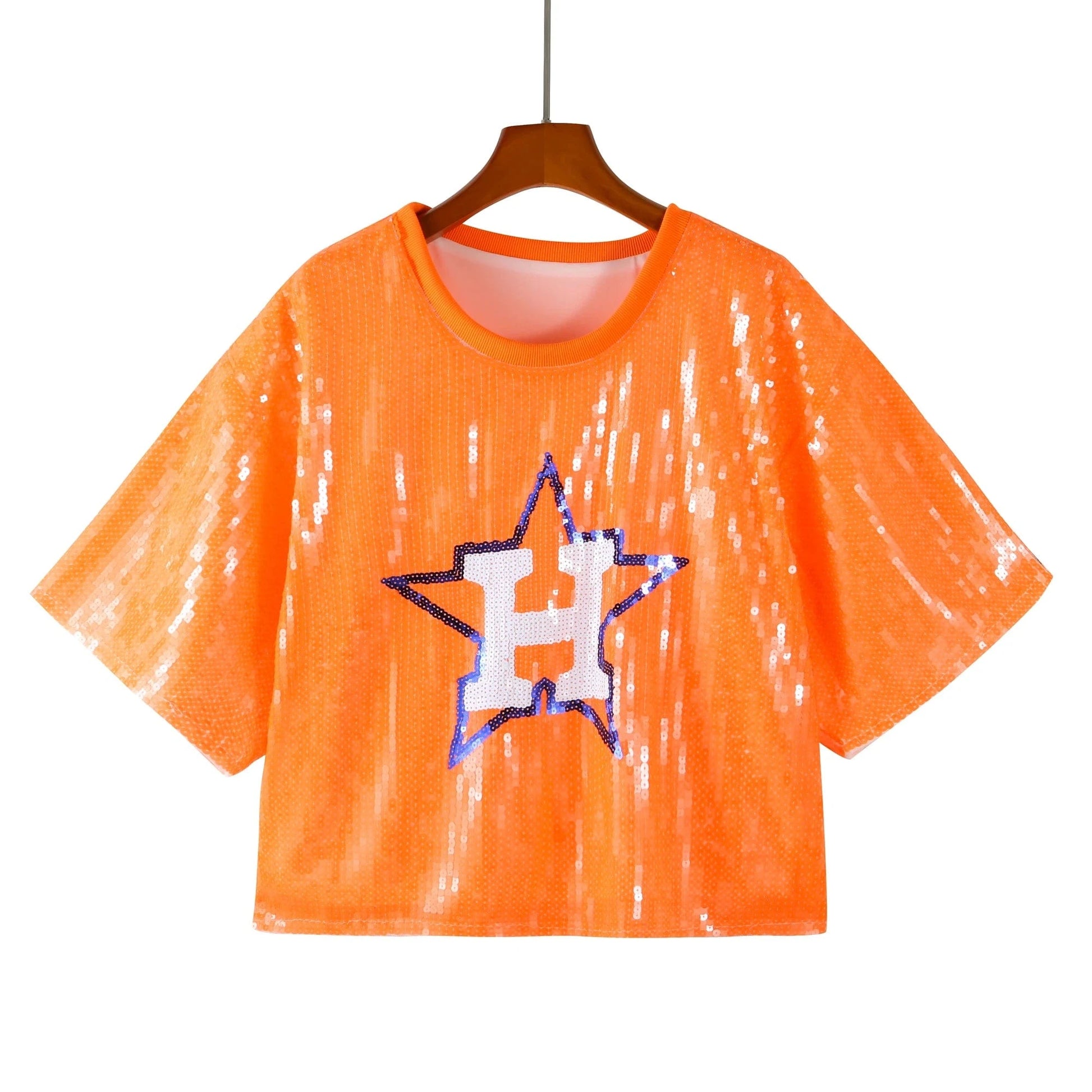 length 58cm, bust 115 cm / Orange 2024 new my fashion mini dress girl sexy sequins baseball shirts crop top