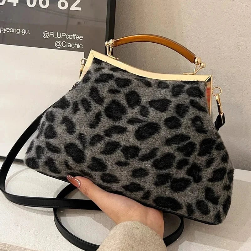 Leopard-Black Luxury Women Acrylic Handbag 2024 New Leopard Brown Evening Clutch Retro Shell Clip Crossbody Bags Lady Shoulder Bags Hobo Bags