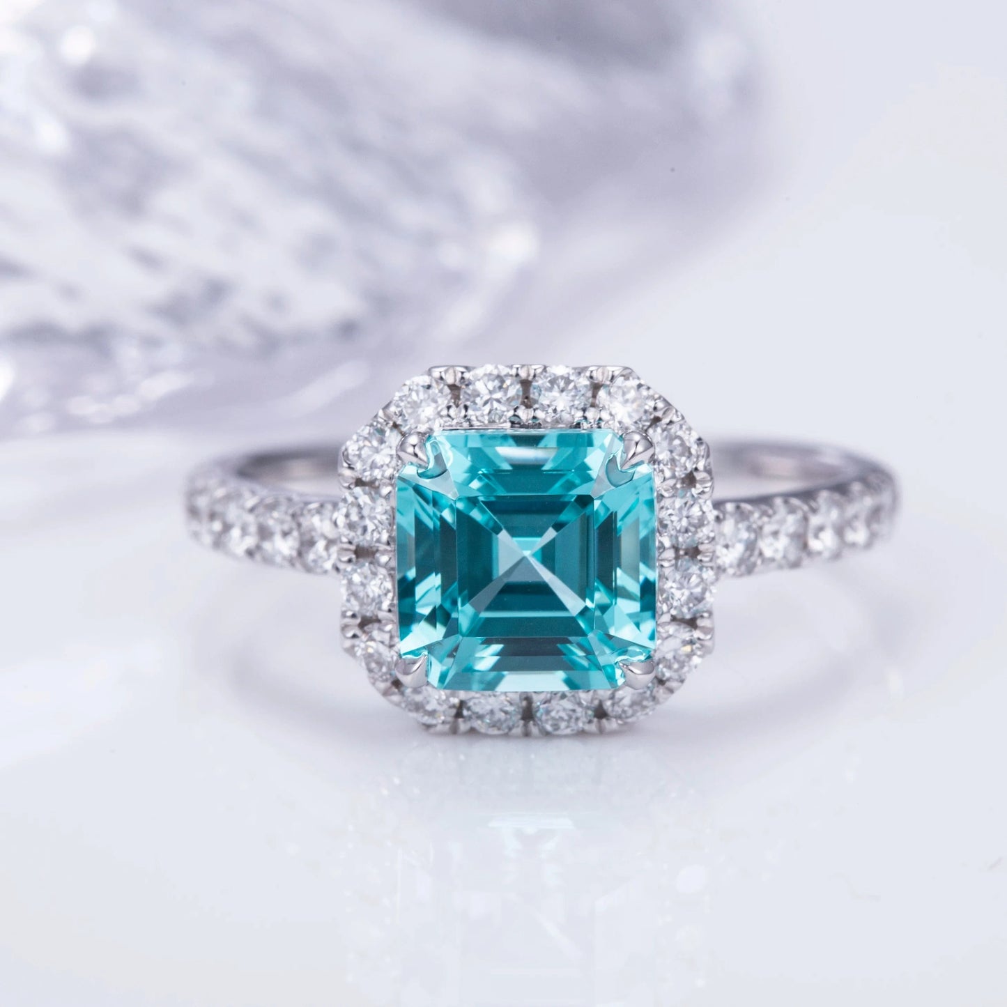 Less than 4 / White Messi Jewelry  MSR-1295 customized jewelry   18K  solid gold lab grown gemstone ring engagement/wedding band for women/girl