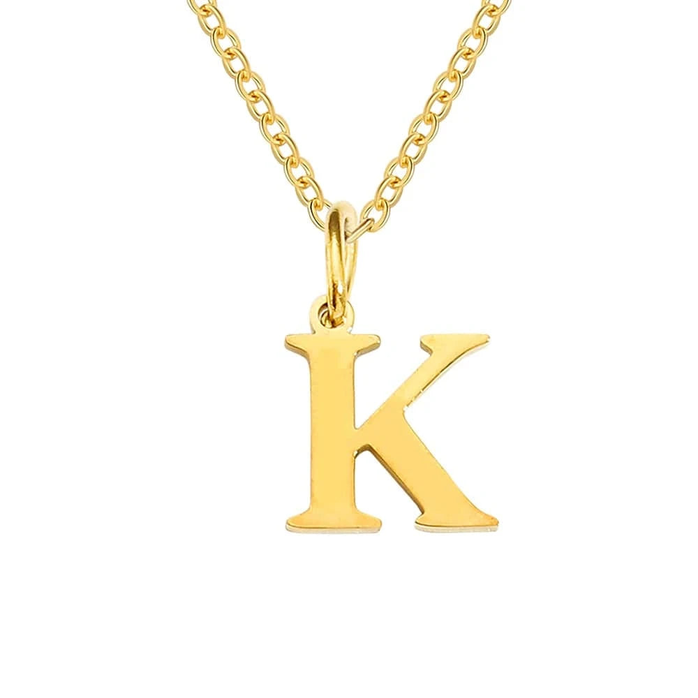 letter name necklace / rose gold / K INS Stainless Steel 14K Gold PVD Plated Letter Alphabet Initial Personalized Name Necklace Titanium Steel Jewelry For Women