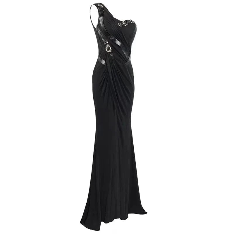LF318 Luxury One Shoulder Sleeveless Black Mermaid Prom Dress Sexy Slit Ladies Long Party Wear Gowns Women Evening Dress