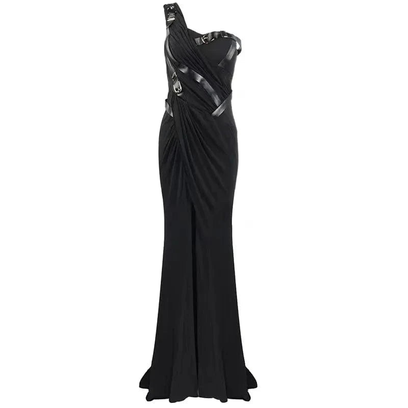 LF318 Luxury One Shoulder Sleeveless Black Mermaid Prom Dress Sexy Slit Ladies Long Party Wear Gowns Women Evening Dress
