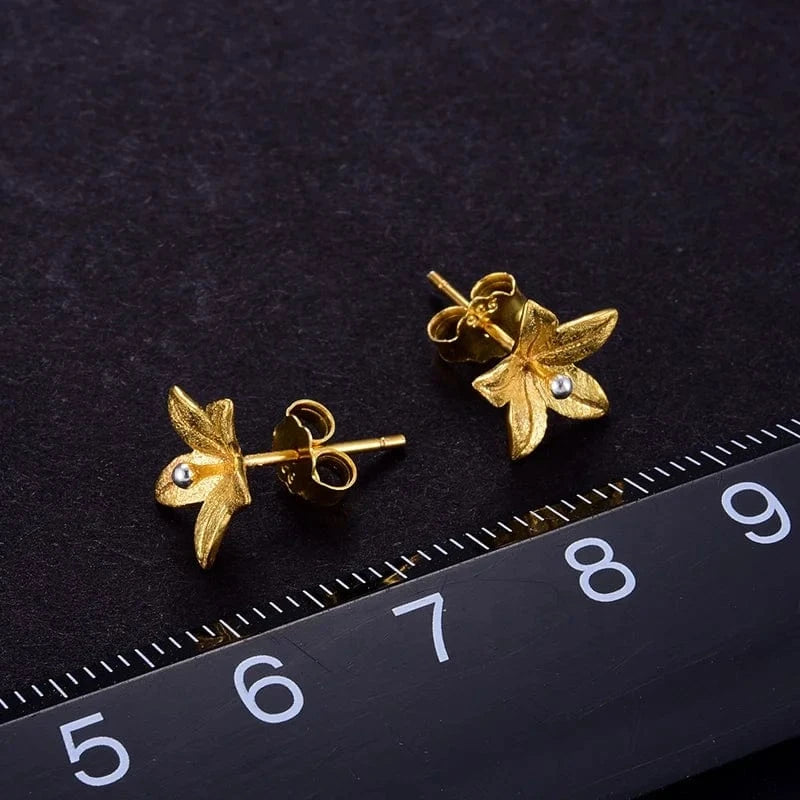 LFJA0009-Gold lotus fun Custom Silver Flower gold plated jewelry wholesale fine jewelry for women