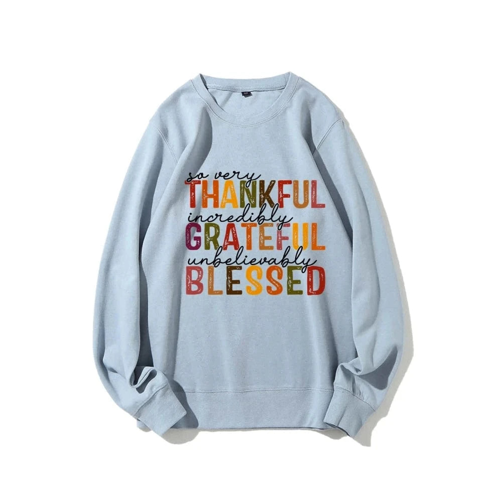 Light  Blue / S Simple Letter Print Sweatshirt Crew Neck Jumper Unisex Street Casual Wear Long Sleeve Warm Autumn Top New 2024 Fashion