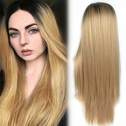 light brown / 8 Inches Wholesale ombre color T1b/27 honey blonde straight Indian human remy hair bleached knots lace frontal wig with bay hair