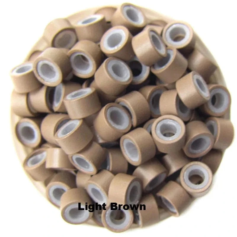 Light brown Hair Micro Rings 5*3MM 1000PCS Silicone Lined Micro Rings Links Beads for Hair Extensions black micro rings