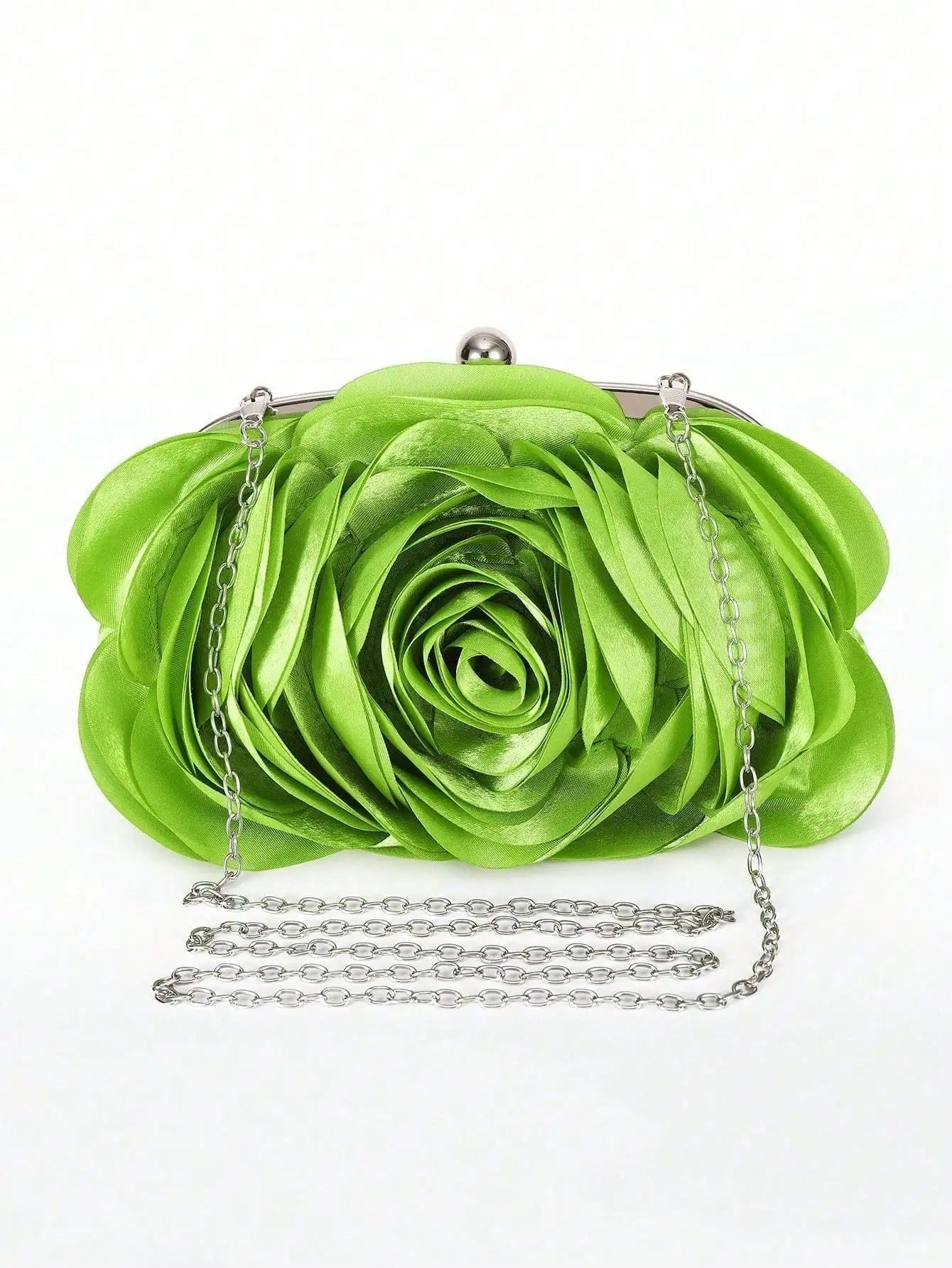 Light Green Hot Sale Evening Bag Flower Bride Small Purse Full Dress Party Handbag Wedding Wallet Women Floral Chain Lady Clutches EB034