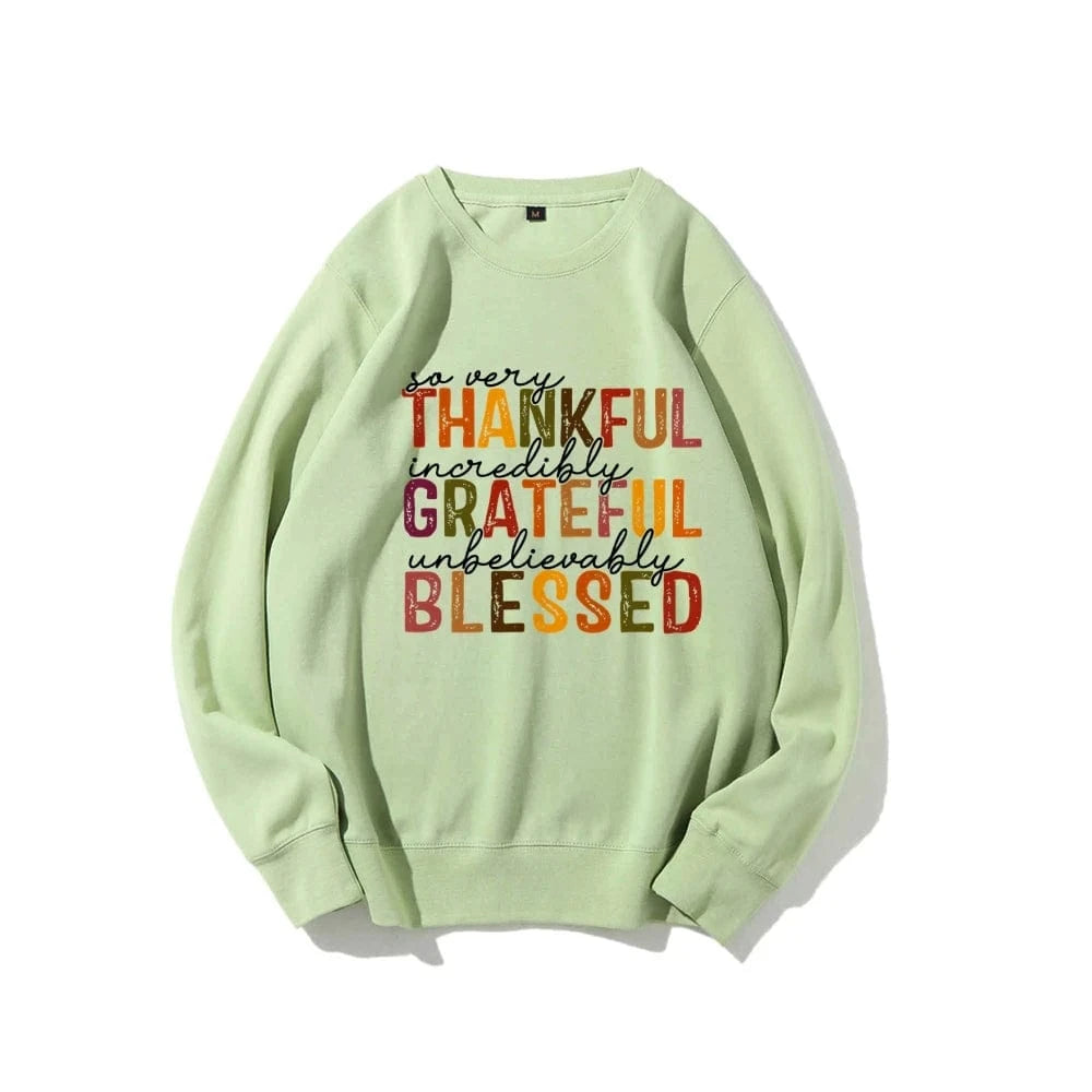 Light Green / S Simple Letter Print Sweatshirt Crew Neck Jumper Unisex Street Casual Wear Long Sleeve Warm Autumn Top New 2024 Fashion