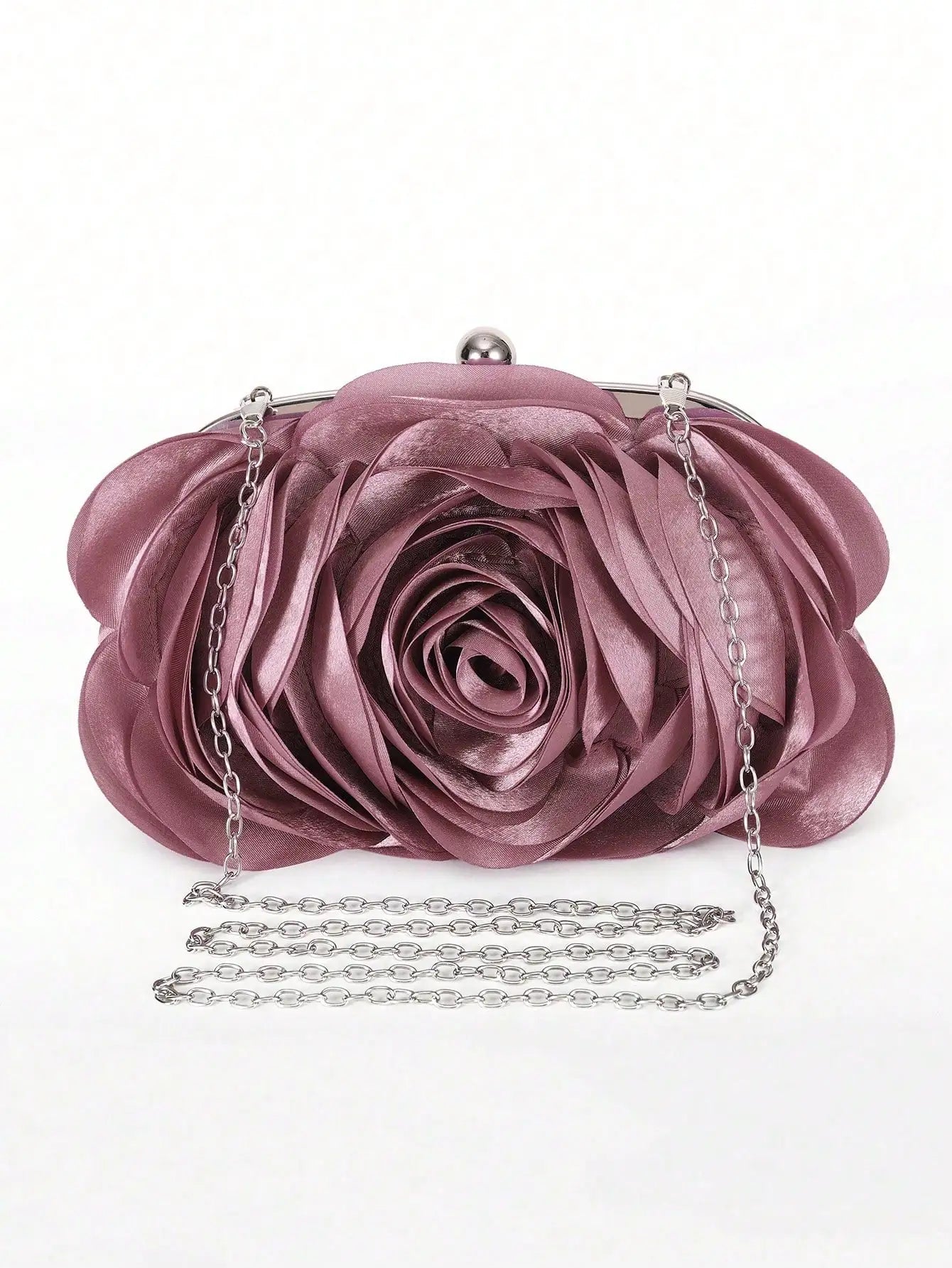 Light Pink Hot Sale Evening Bag Flower Bride Small Purse Full Dress Party Handbag Wedding Wallet Women Floral Chain Lady Clutches EB034