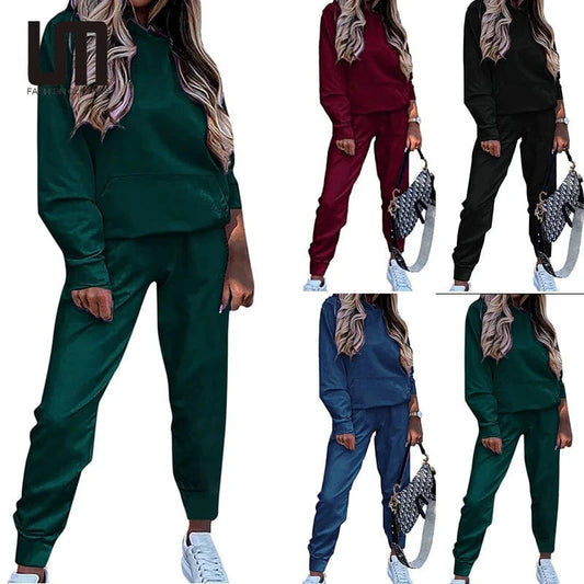 Liu Ming Autumn Winter Custom Logo 2024 Trends Women Pullover Two Piece Tracksuit Sweatshirts Casual Long Pants Set