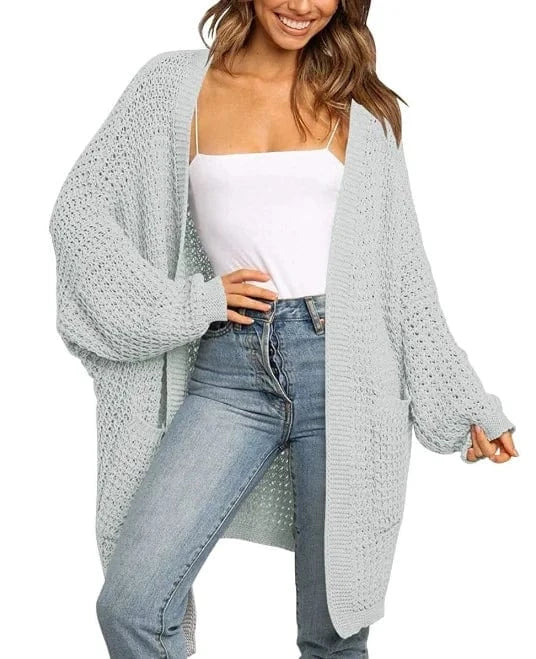 Liu Ming Autumn Winter Hot Selling 2024 Trending Women Casual Solid Color Long Sleeve Mid Length Knitted Cardigan Sweater