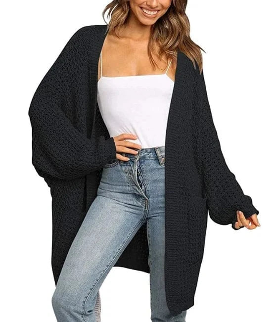 Liu Ming Autumn Winter Hot Selling 2024 Trending Women Casual Solid Color Long Sleeve Mid Length Knitted Cardigan Sweater