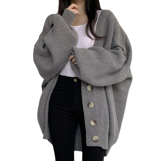 Liu Ming Cheap Wholesale Winter Women Clothing Casual 2023 Fashion Long Sleeve Loose Knitted Oversized Cardigan Sweater Coat