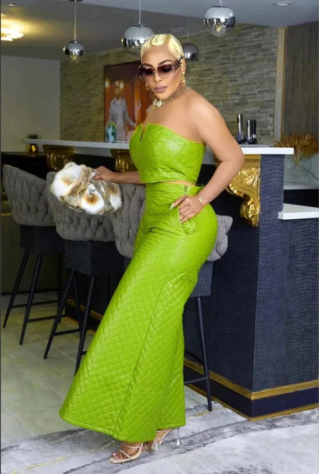 Liu Ming Fashion Wholesale 2024 Women Two Piece Outfits Solid Color Strapless Tank Tops Wide Leg Pants Casual Set