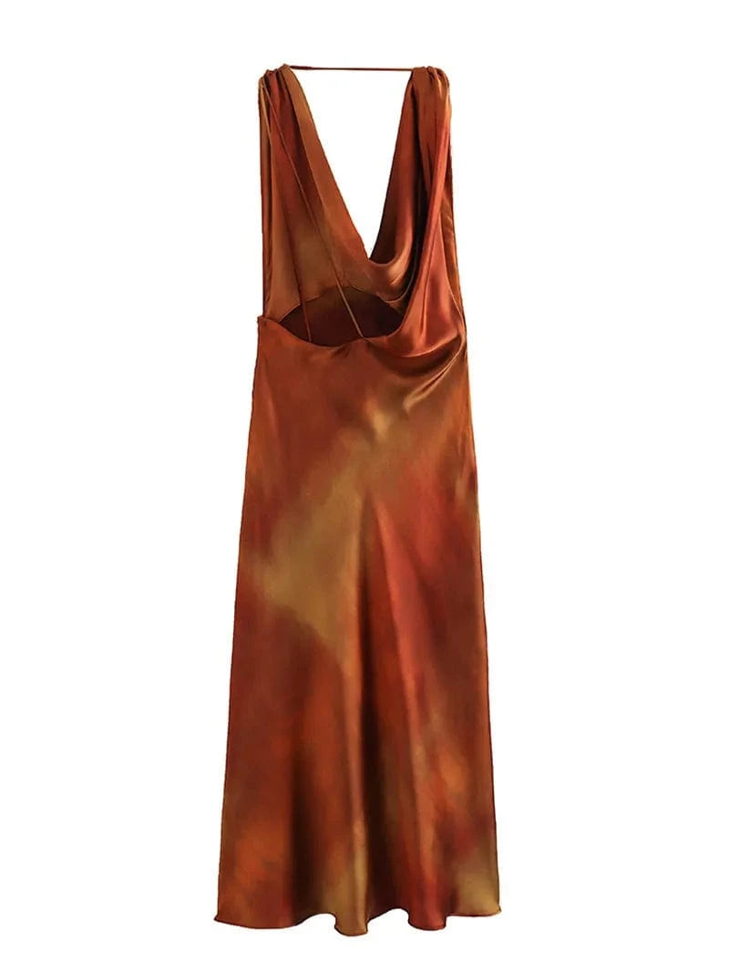 Liu Ming Fashionable 2024 Hot Products Summer Women Sexy Deep V Neck Satin Long Maxi Dress