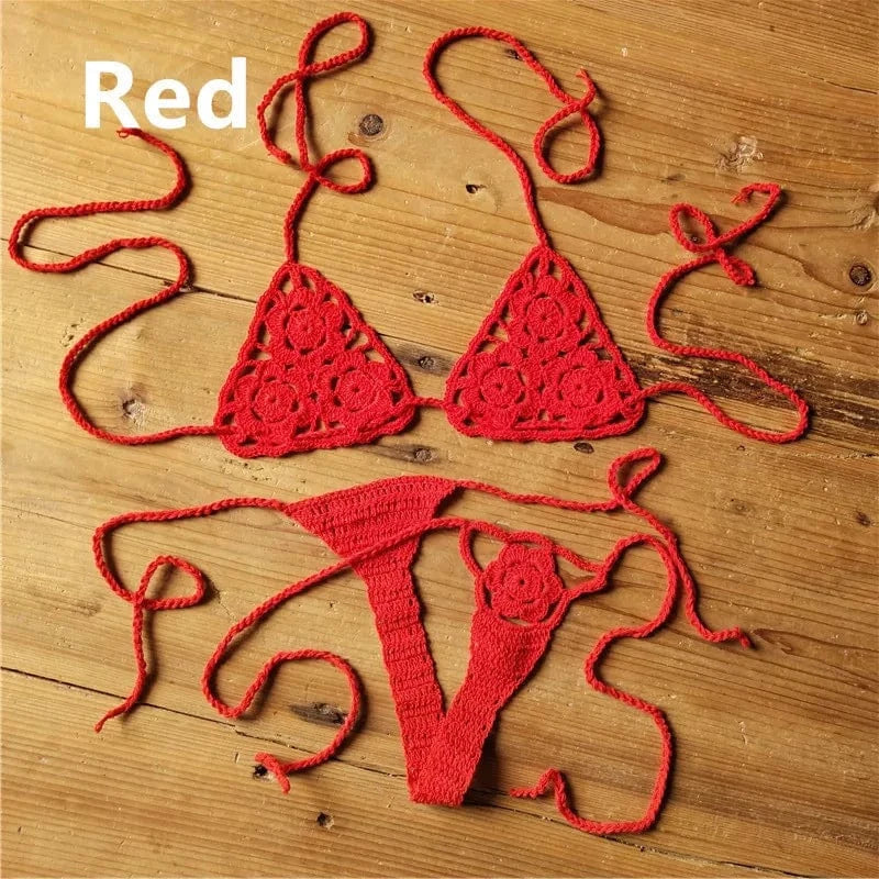 Liu Ming High Quality 2024 New Fashion Women Sexy Handmade Crochet Bikini G Thong String Beach Micro Swimwear Sets