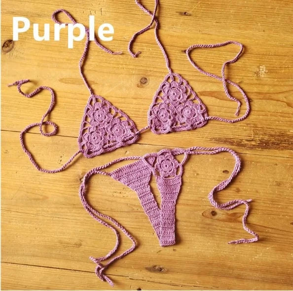 Liu Ming High Quality 2024 New Fashion Women Sexy Handmade Crochet Bikini G Thong String Beach Micro Swimwear Sets