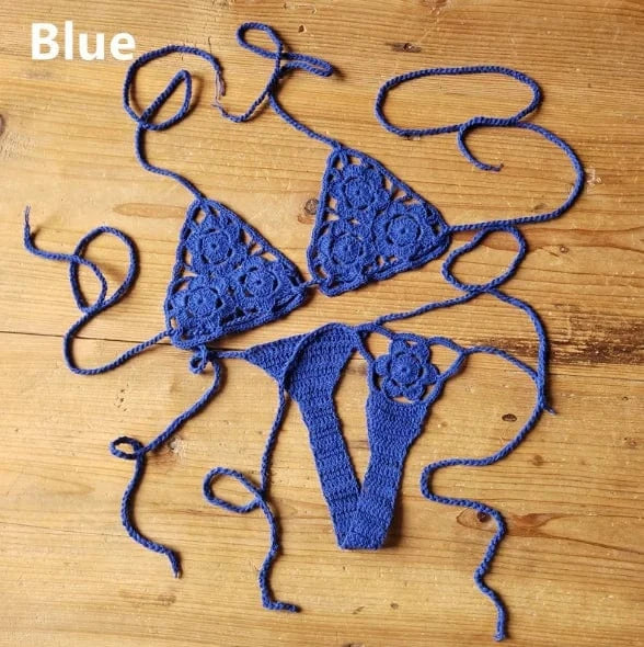 Liu Ming High Quality 2024 New Fashion Women Sexy Handmade Crochet Bikini G Thong String Beach Micro Swimwear Sets