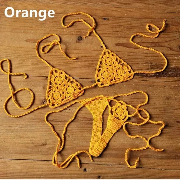 Liu Ming High Quality 2024 New Fashion Women Sexy Handmade Crochet Bikini G Thong String Beach Micro Swimwear Sets