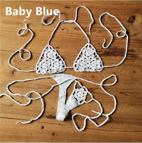 Liu Ming High Quality 2024 New Fashion Women Sexy Handmade Crochet Bikini G Thong String Beach Micro Swimwear Sets