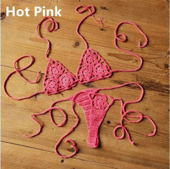 Liu Ming High Quality 2024 New Fashion Women Sexy Handmade Crochet Bikini G Thong String Beach Micro Swimwear Sets