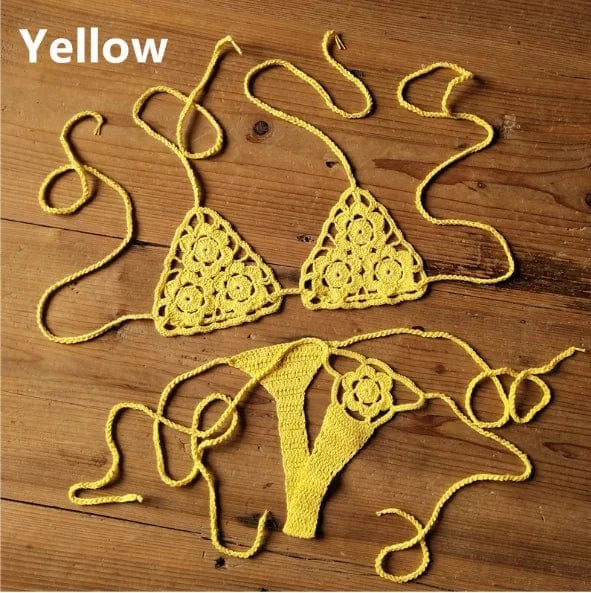 Liu Ming High Quality 2024 New Fashion Women Sexy Handmade Crochet Bikini G Thong String Beach Micro Swimwear Sets