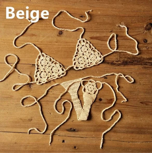 Liu Ming High Quality 2024 New Fashion Women Sexy Handmade Crochet Bikini G Thong String Beach Micro Swimwear Sets