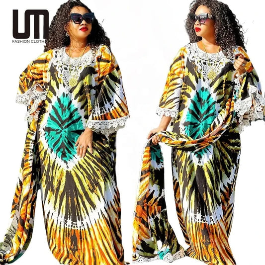 Liu Ming Hot Selling 2024 Elegant Women Print Turkey Islamic Muslim Moroccan Kaftan Abaya Dress