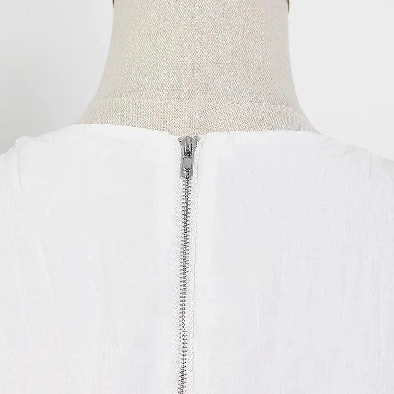 Liu Ming Hot Selling 2024 Elegant Women Summer V Neck Backless Casual Loose A Line Short Dress