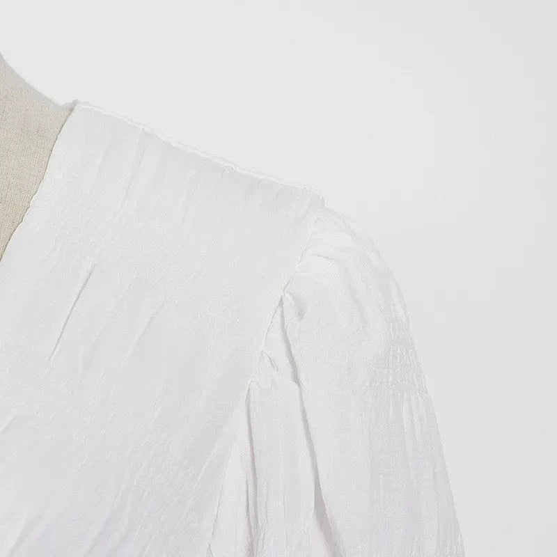 Liu Ming Hot Selling 2024 Elegant Women Summer V Neck Backless Casual Loose A Line Short Dress